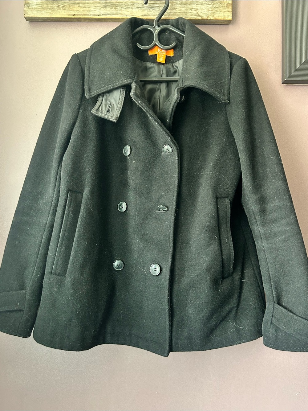 fresh Black Double-Breasted Women's Peacoat
